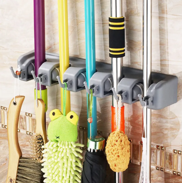 Versatile Plastic Mop & Broom Holder