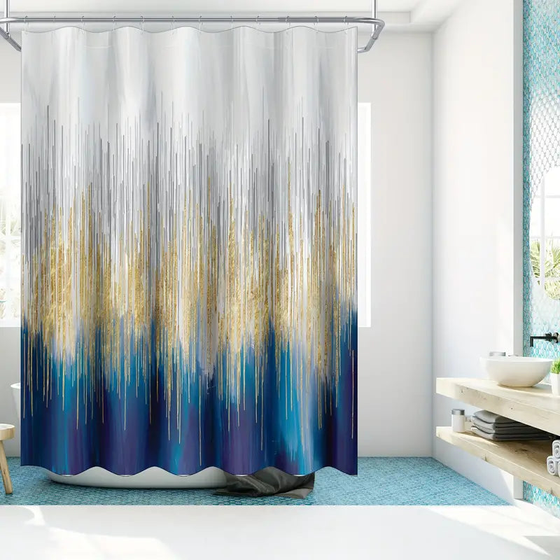 Navy Abstract Art Shower Curtain