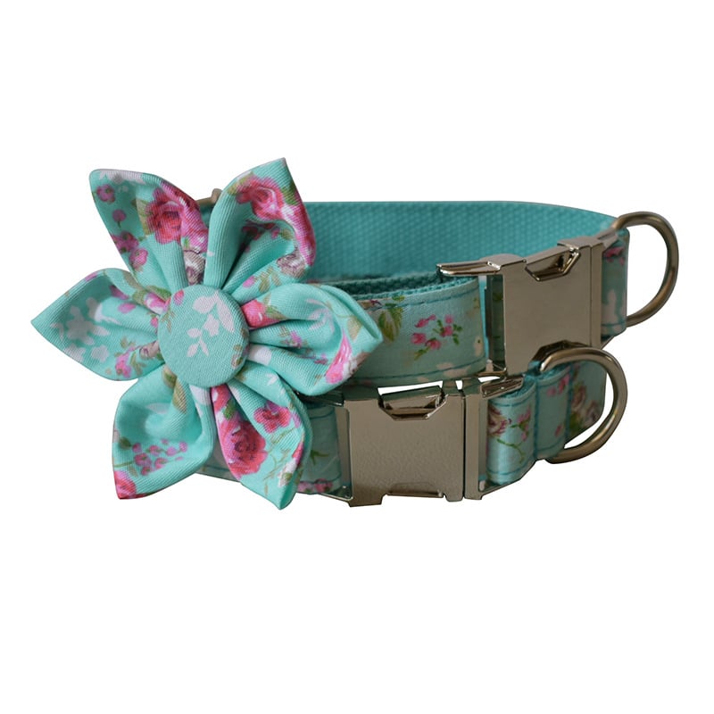 Green Rose Dog Collar and Leash for Pets