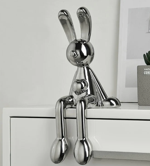 Electroplated Rabbit Figurine for Home Decor (Single)