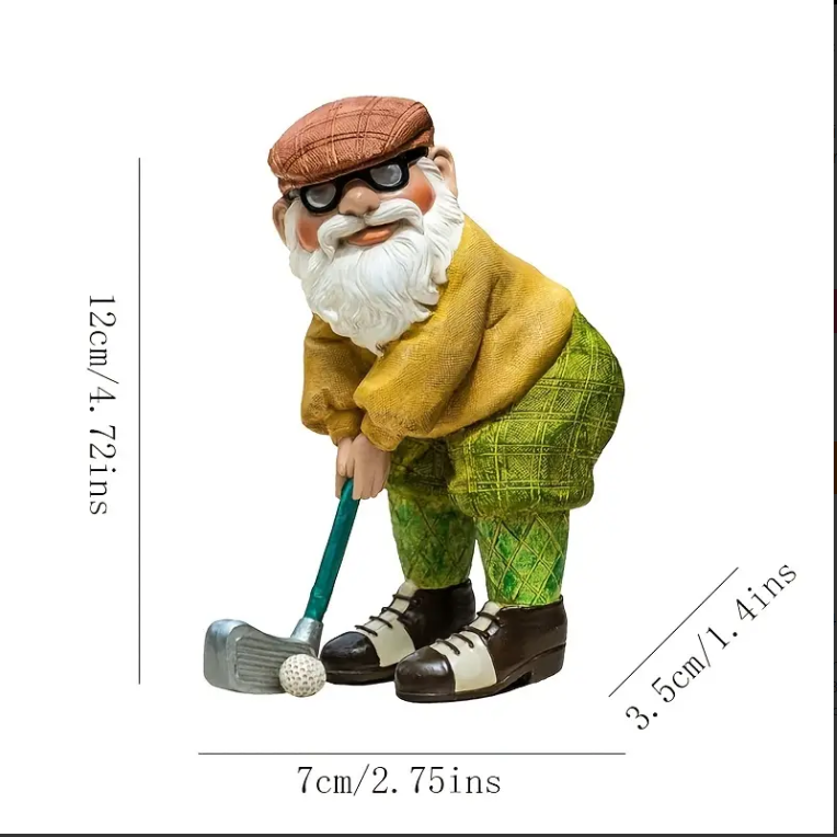 Golf-Themed Garden Gnome Statue
