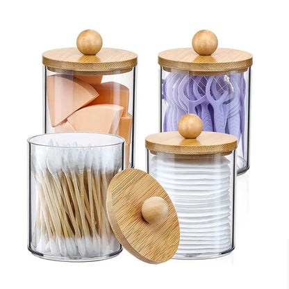 Bamboo Lid Vanity Jars Set