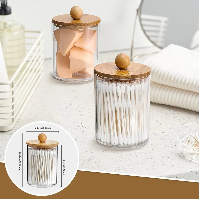 Bamboo Lid Vanity Jars Set
