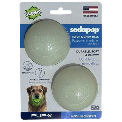Glow-in-the-Dark Glitter Dog Balls, 2-Pack